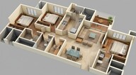 Floor plan of 3 BHK 1465 Sq. Ft. Apartment in Lodha Bellavista, Thane
