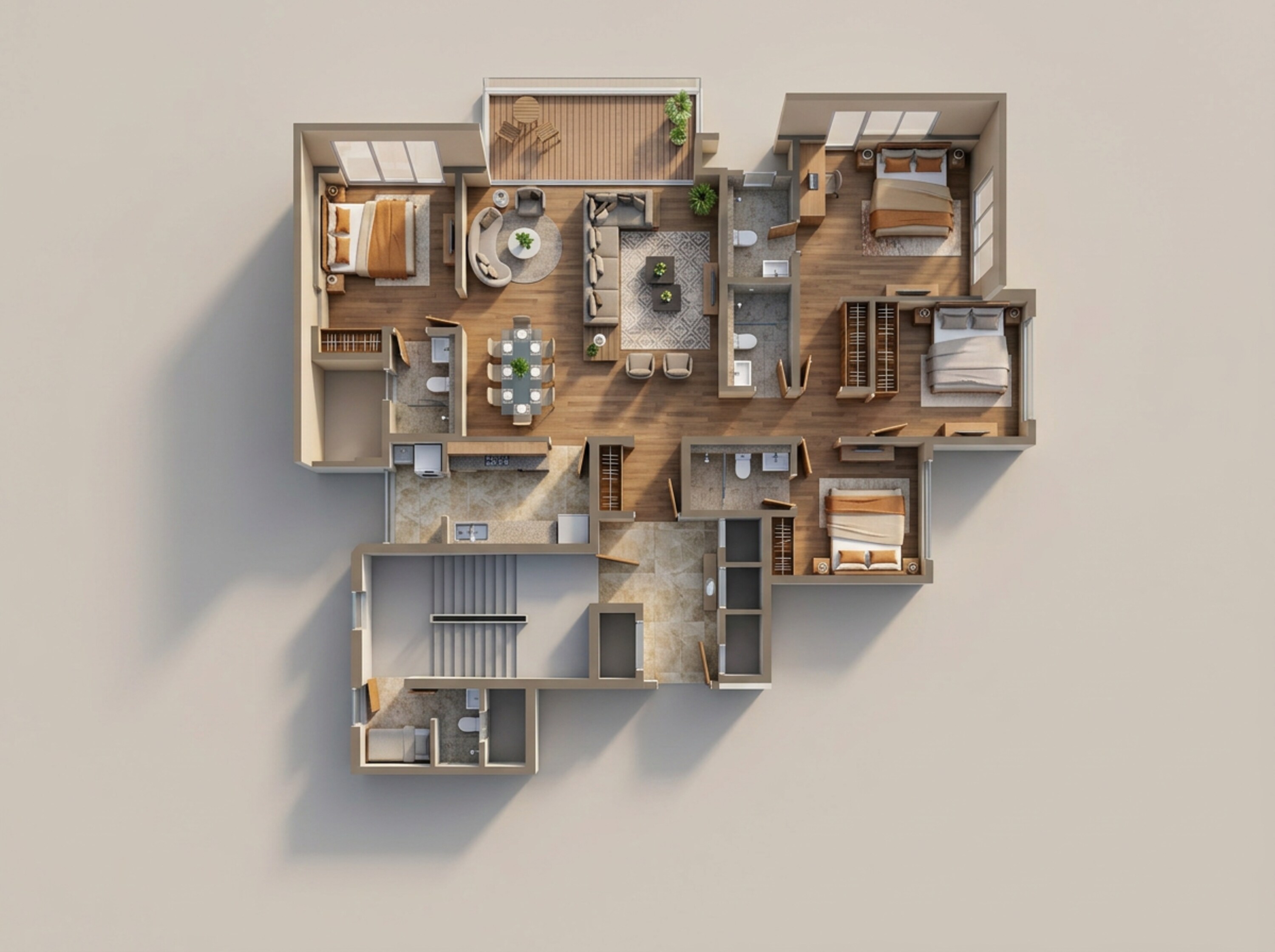 Floor plan of 4 BHK 1965 Sq. Ft. Apartment in Lodha Bellavista, Thane