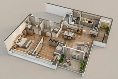 Floor plan of 2 BHK 769 Sq. Ft. Apartment in Vilas Javdekar Yashwin Urbo Centro, Pune