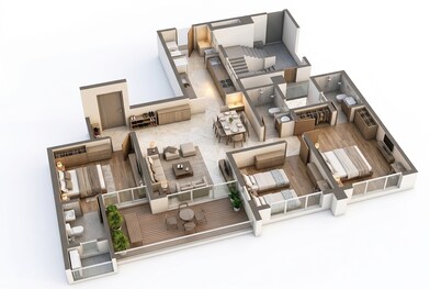 Floor plan of 3 BHK 940 Sq. Ft. Apartment in Vilas Javdekar Yashwin Urbo Centro, Pune