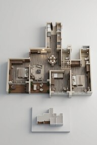Floor plan of 3 BHK 974 Sq. Ft. Apartment in Vilas Javdekar Yashwin Urbo Centro, Pune