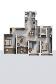 Floor plan of 3 BHK 1036 Sq. Ft. Apartment in Vilas Javdekar Yashwin Urbo Centro, Pune