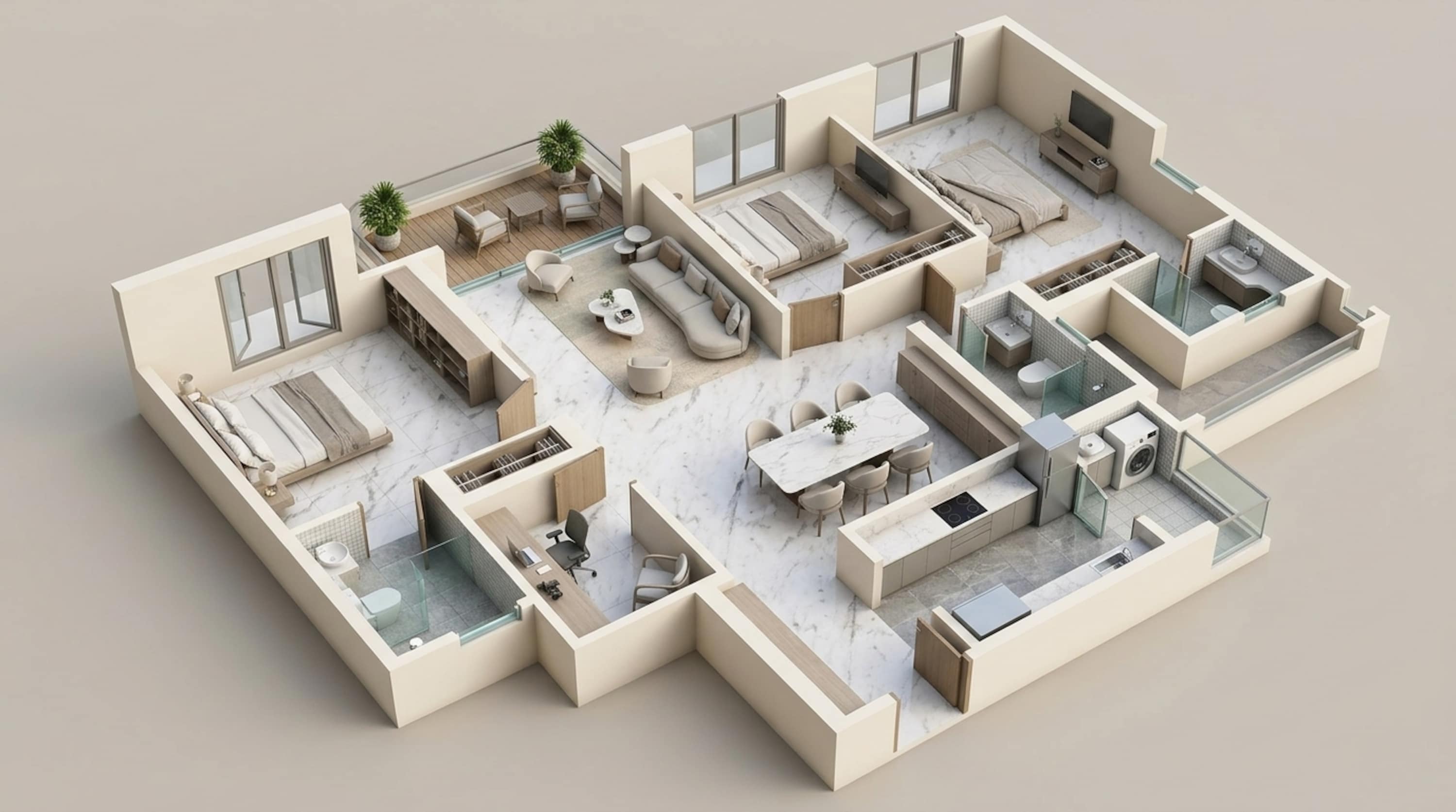 Floor plan of 3 BHK 1498 Sq. Ft. Apartment in Lodha High End, Thane