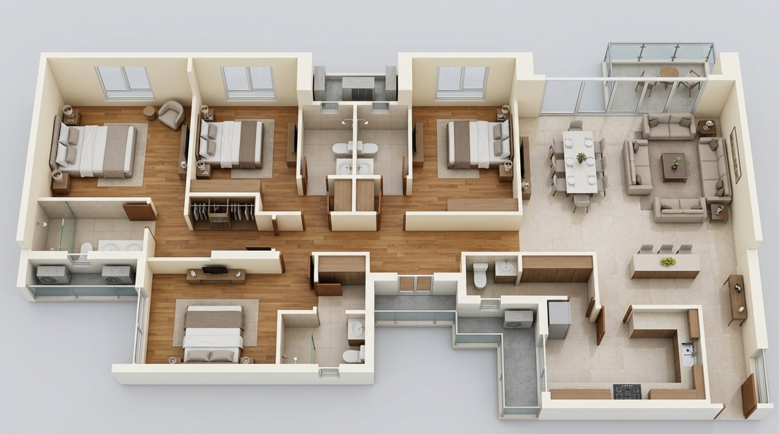 Floor plan of 4 BHK 1585 Sq. Ft. Apartment in Lodha High End, Thane