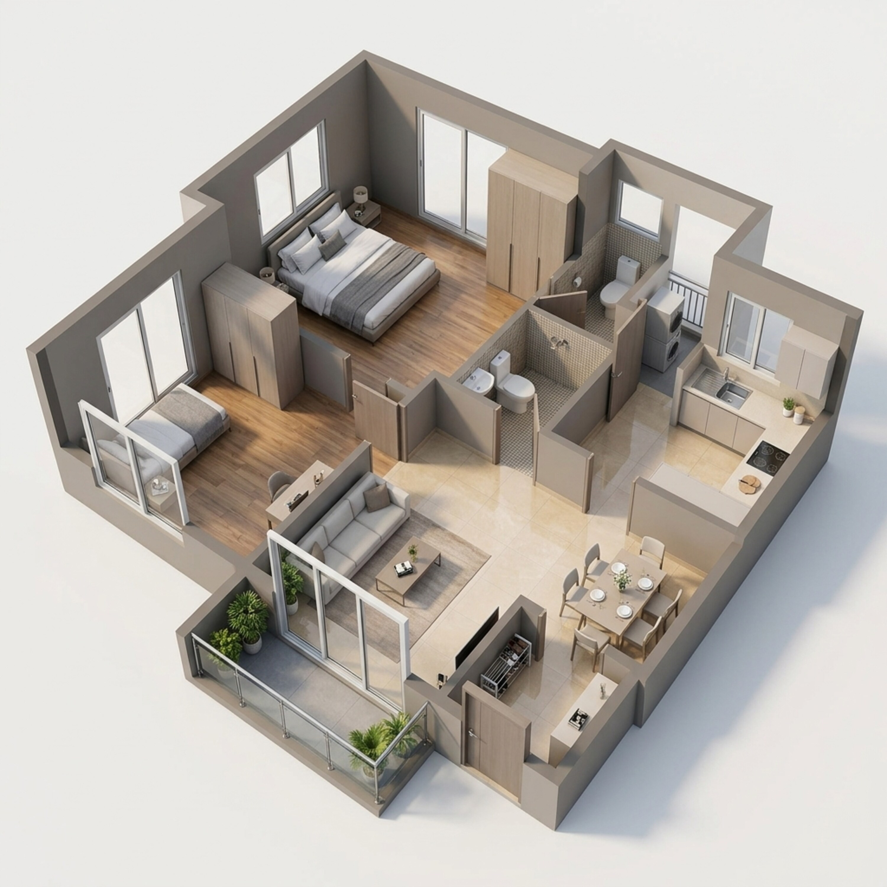 Floor plan of 2 BHK 620 Sq. Ft. Apartment in VTP Earth One, Pune