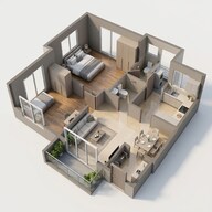 Floor plan of 2 BHK 620 Sq. Ft. Apartment in VTP Earth One, Pune