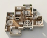 Floor plan of 3 BHK 829 Sq. Ft. Apartment in VTP Earth One, Pune