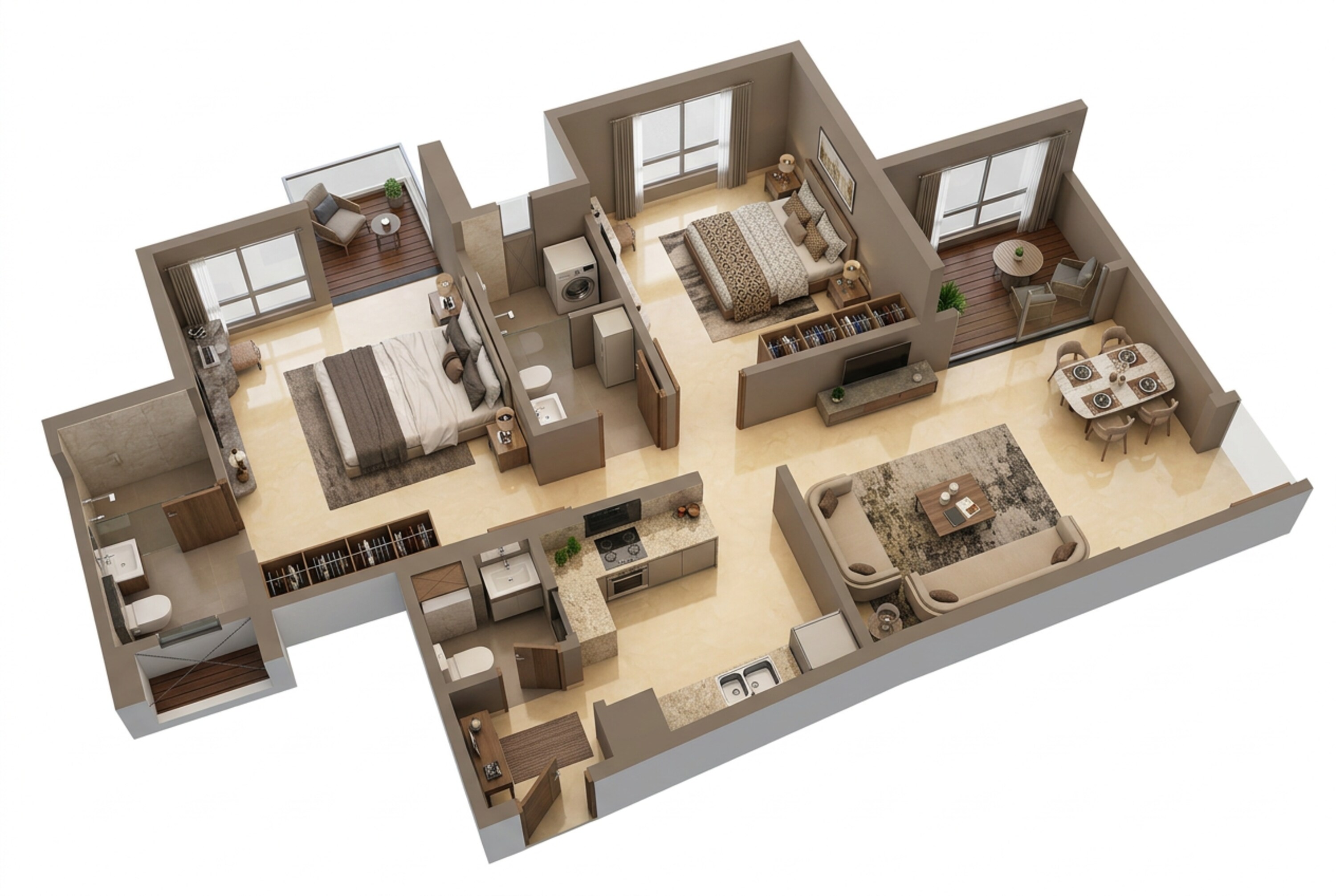 Floor plan of 2 BHK 708 Sq. Ft. Apartment in Shapoorji Pallonji Joyville Celestia, Pune