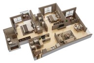 Floor plan of 2 BHK 708 Sq. Ft. Apartment in Shapoorji Pallonji Joyville Celestia, Pune