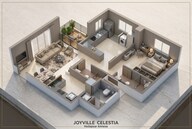 Floor plan of 2 BHK 602 Sq. Ft. Apartment in Shapoorji Pallonji Joyville Celestia, Pune
