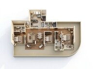 Floor plan of 3 BHK 1384 Sq. Ft. Apartment in Shapoorji Pallonji Mango Tree Villa, Pune