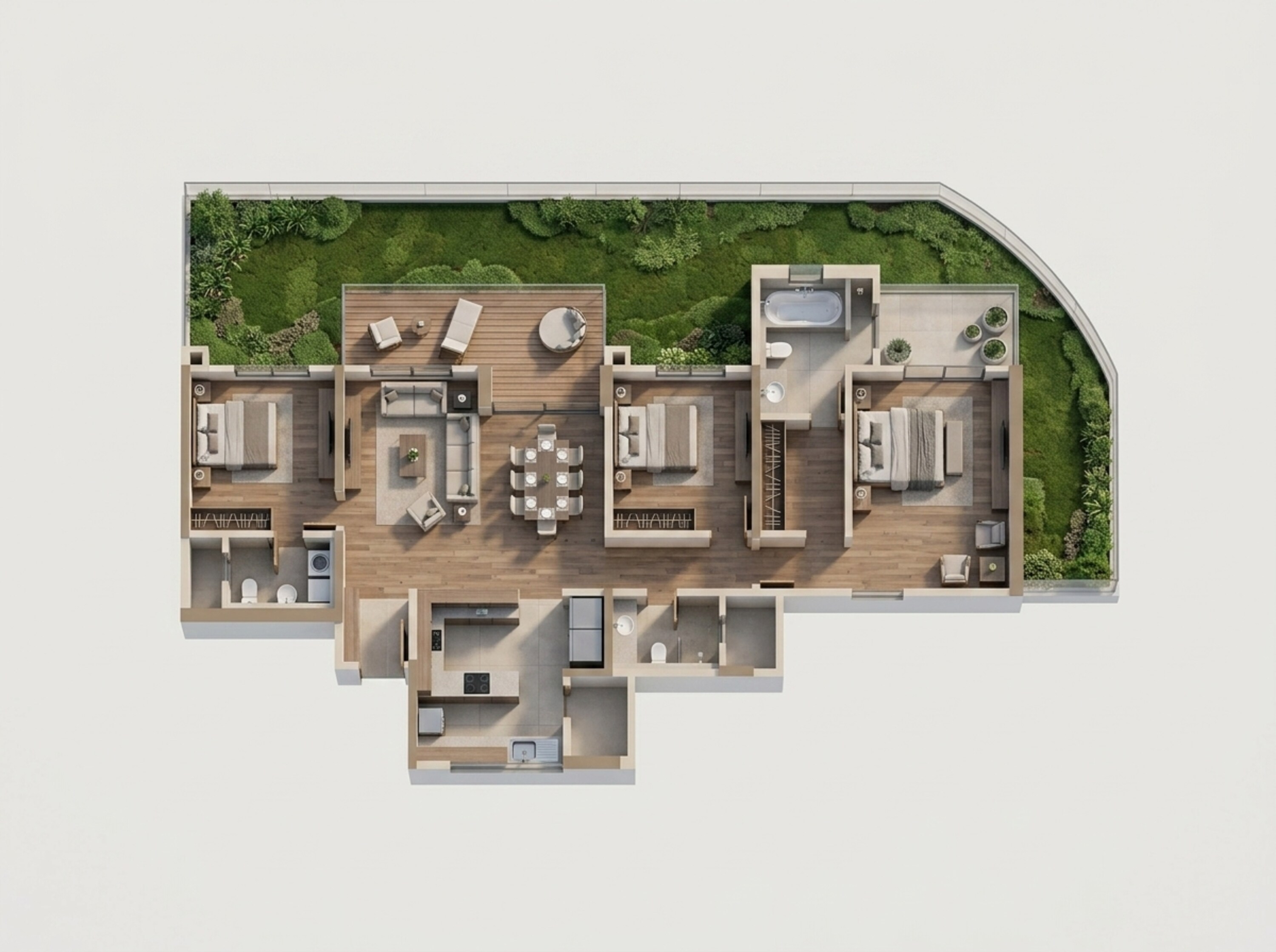 Floor plan of 3 BHK 1504 Sq. Ft. Apartment in Shapoorji Pallonji Mango Tree Villa, Pune