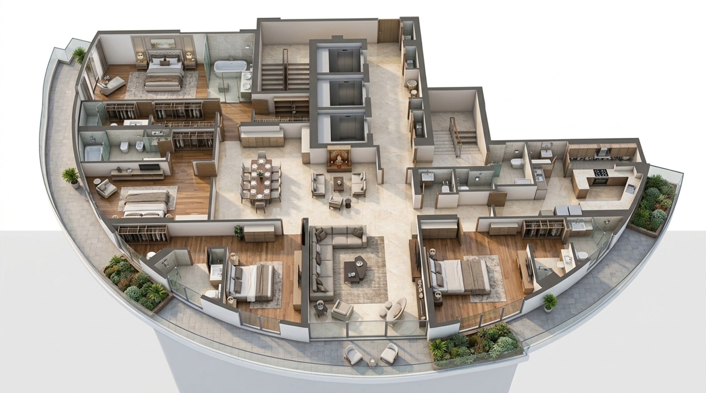 Floor plan of 4 BHK 5050 Sq. Ft. Apartment in Gaurs Trecento Residences, Greater Noida