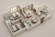 Floor plan of 2 BHK 1179 Sq. Ft. Apartment in The Prestige City Hyderabad, Hyderabad