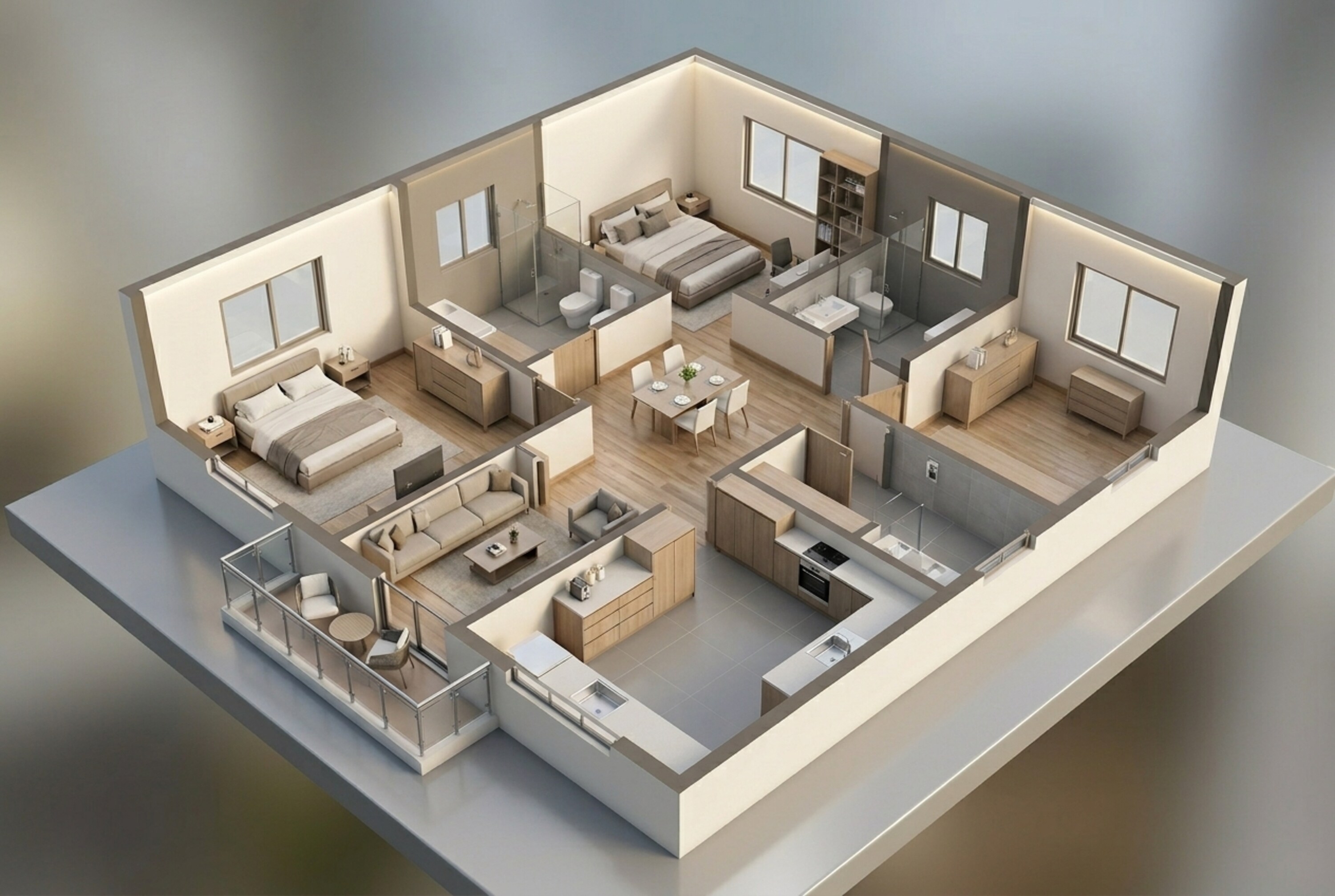 Floor plan of 2 BHK Apartment - 1548 sq. ft. in The Prestige City Hyderabad, Hyderabad