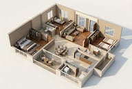 Floor plan of 3 BHK 1631 Sq. Ft. Apartment in The Prestige City Hyderabad, Hyderabad