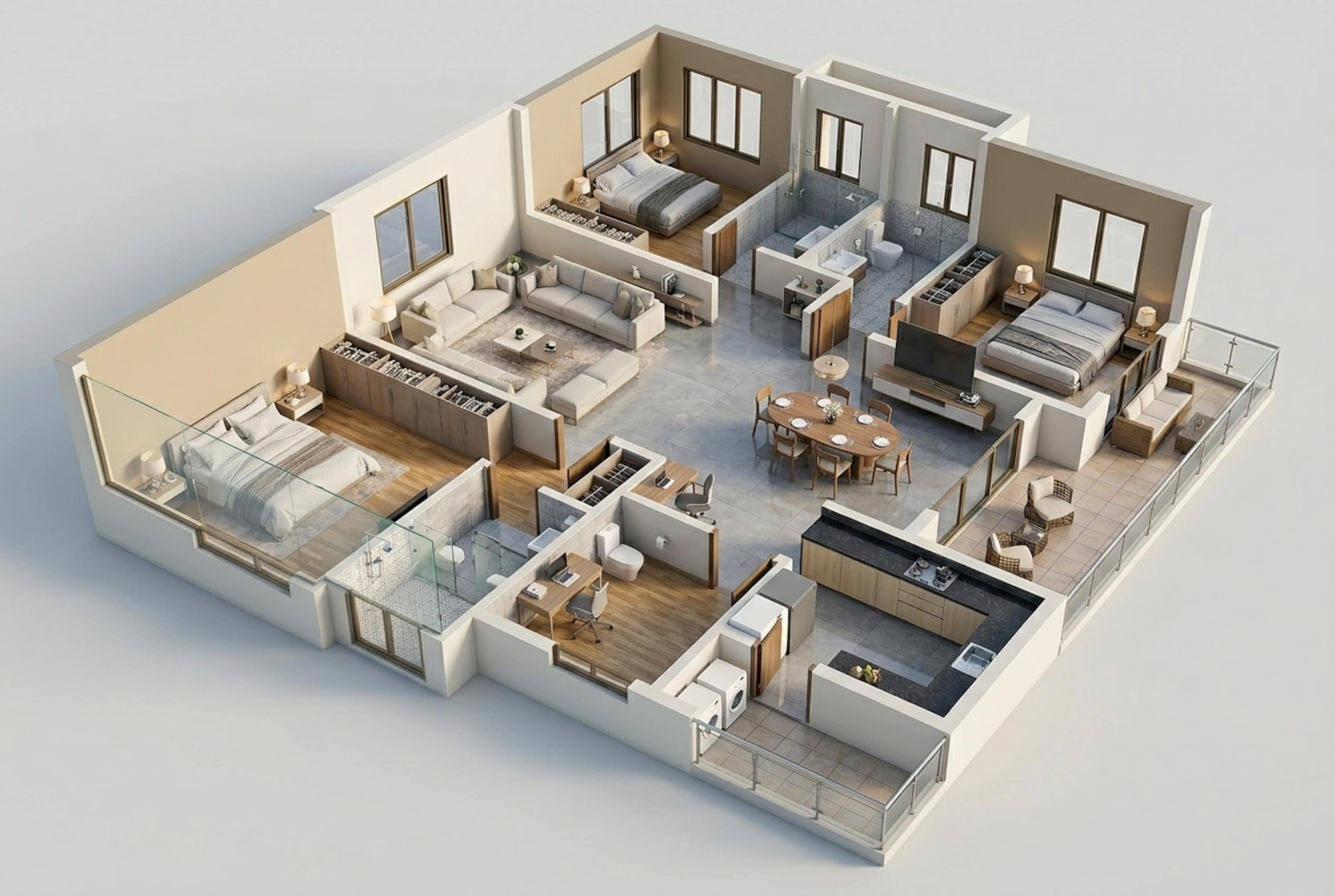 Floor plan of 3 BHK Apartment - 2433 sq. ft. in The Prestige City Hyderabad, Hyderabad