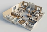 Floor plan of 3 BHK 2433 Sq. Ft. Apartment in The Prestige City Hyderabad, Hyderabad