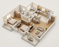Floor plan of 2 BHK 810 Sq. Ft. Apartment in Kohinoor Viva Pixel, Pune