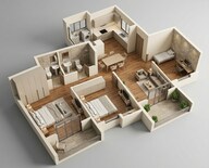 Floor plan of 3 BHK 900 Sq. Ft. Apartment in Kohinoor Viva Pixel, Pune