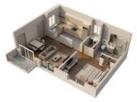 Floor plan of 1 BHK 641 Sq. Ft. Apartment in Godrej Elevate, Bangalore