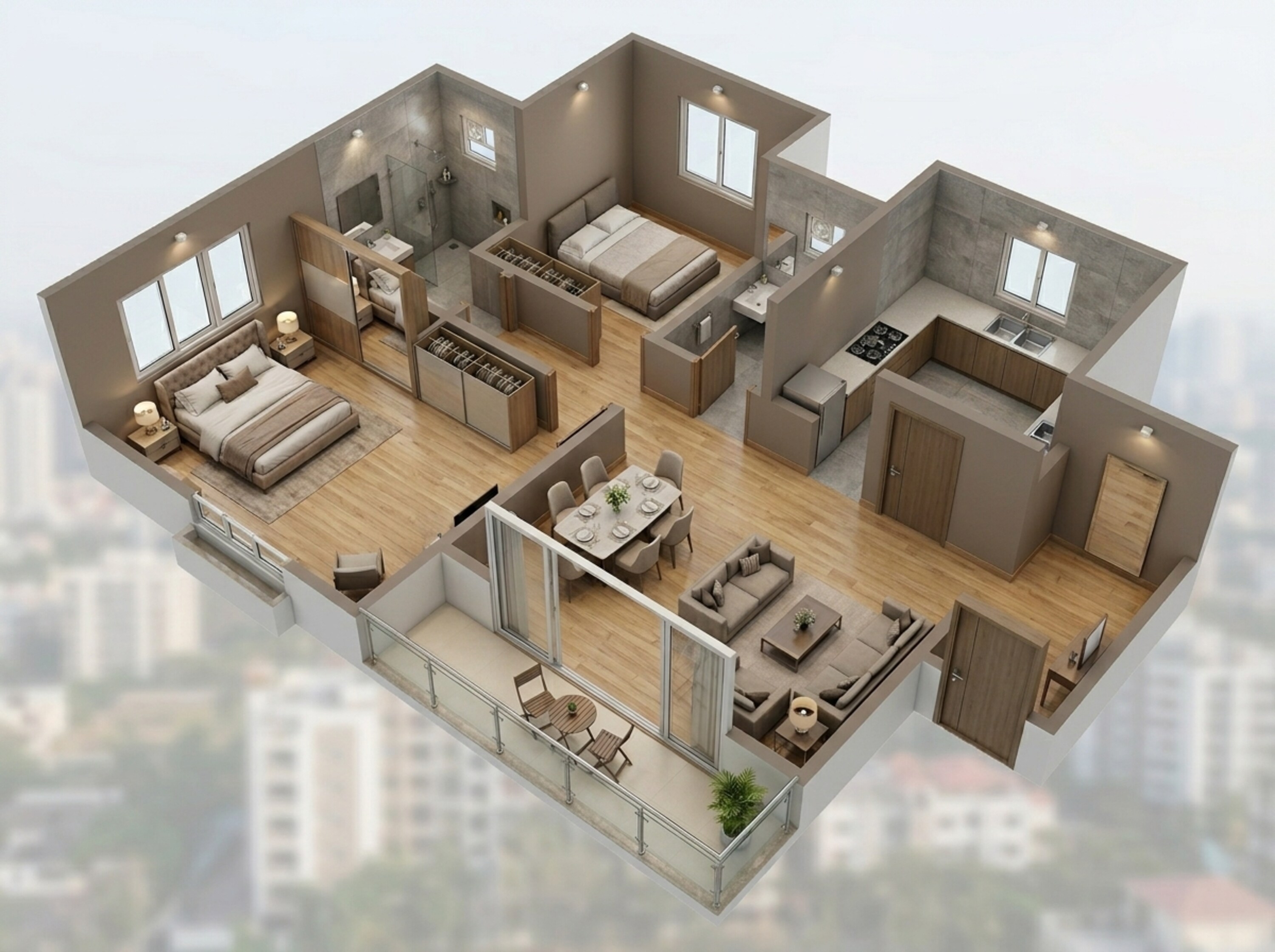 Floor plan of 2 BHK 1137 Sq. Ft. Apartment in Godrej Elevate, Bangalore