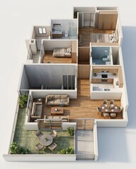 Floor plan of 2 BHK 576 Sq. Ft. Apartment in Kohinoor Courtyard One, Pune