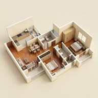 Floor plan of 2 BHK 1255 Sq. Ft. Apartment in Puravankara Windermere Lakevista, Chennai