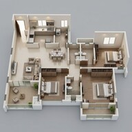 Floor plan of 3 BHK 2162 Sq. Ft. Apartment in Puravankara Windermere Lakevista, Chennai
