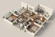 Floor plan of 3 BHK 2061 Sq. Ft. Apartment in Prestige Glenbrook, Bangalore