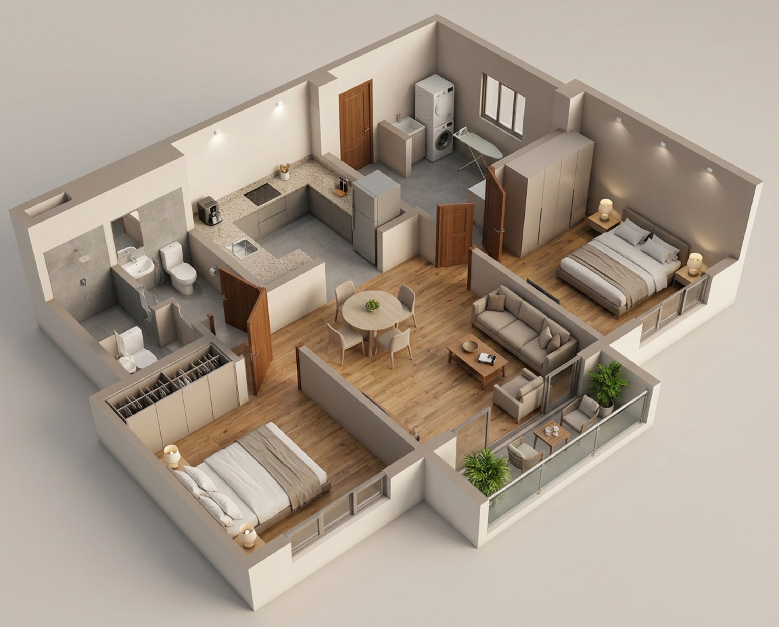Floor plan of 2 BHK 974 Sq. Ft. Apartment in Prestige Smart City, Bangalore