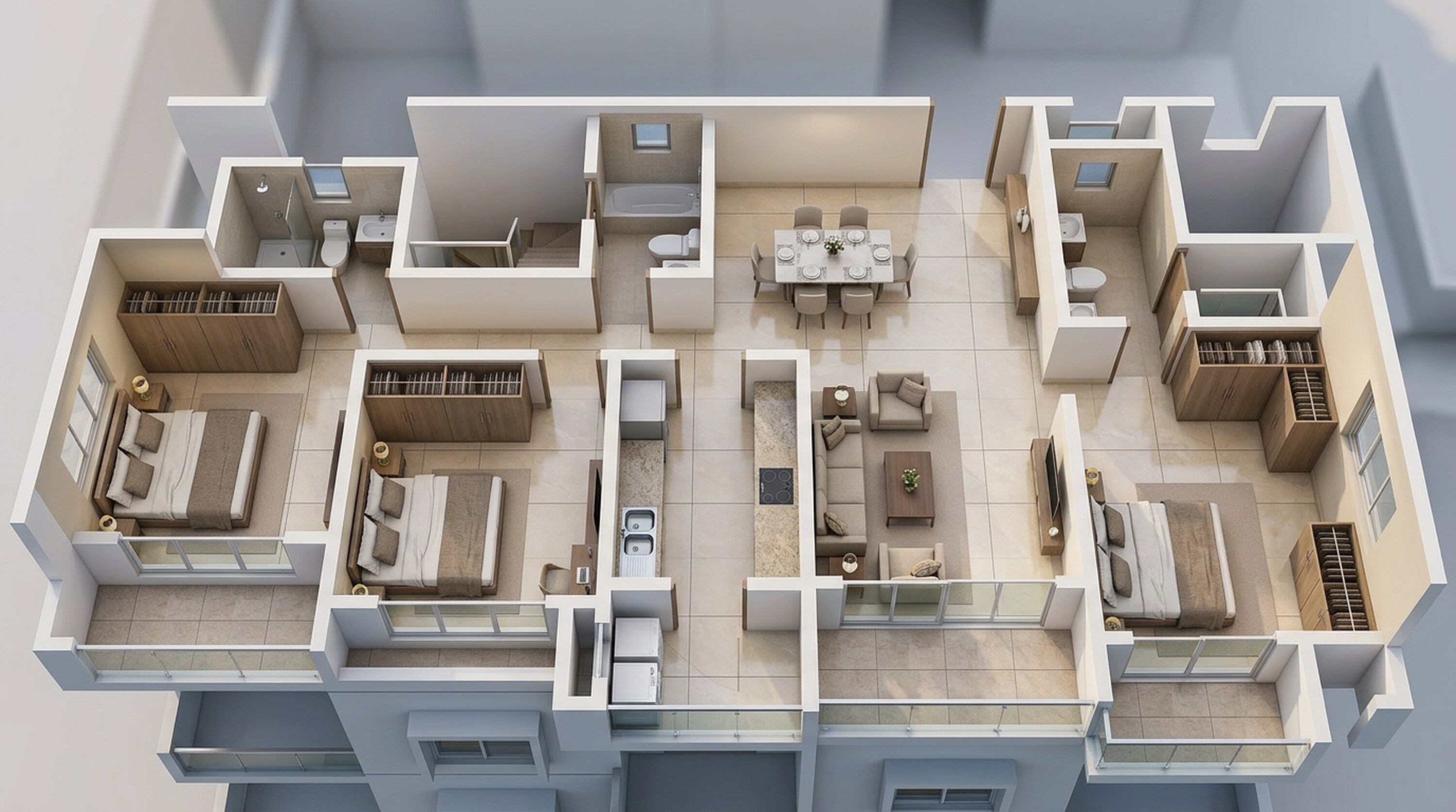 Floor plan of 3 BHK 1898 Sq. Ft. Apartment in Prestige Smart City, Bangalore