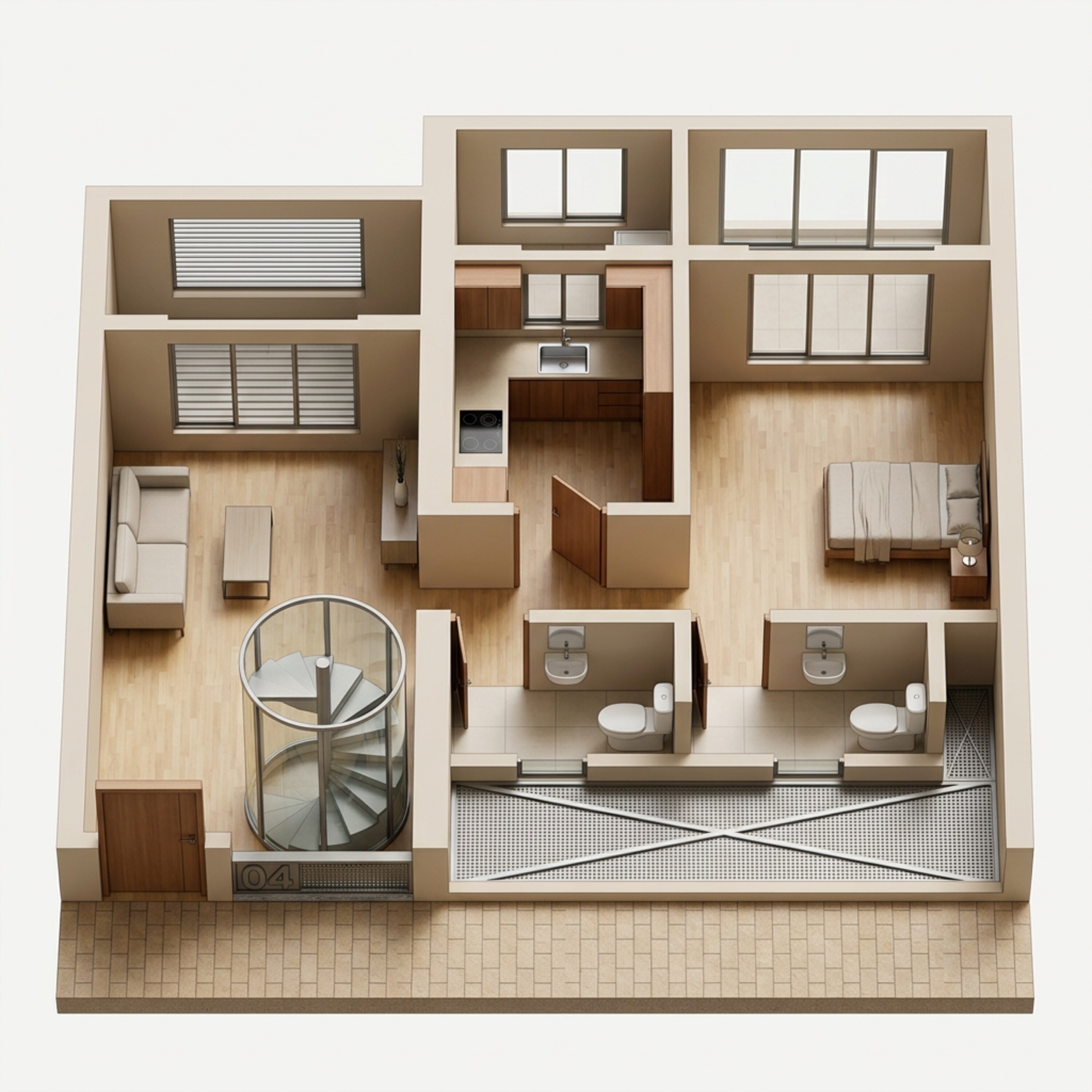 Floor plan of 1 BHK 506 Sq. Ft. Apartment in JP North Westend, Thane
