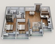 Floor plan of 2 BHK 853 Sq. Ft. Apartment in JP North Westend, Thane