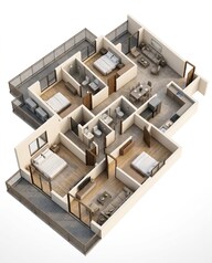 Floor plan of 3 BHK 2514 Sq. Ft. Apartment in Godrej Aristocrat, Gurgaon