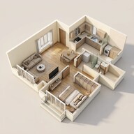 Floor plan of 1 BHK 669 Sq. Ft. Apartment in Bhartiya City Nikoo Homes 5, Bangalore