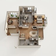Floor plan of 1 BHK 977 Sq. Ft. Apartment in Bhartiya City Nikoo Homes 5, Bangalore