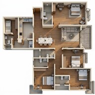 Floor plan of 4 BHK 2553 Sq. Ft. Apartment in Bhartiya City Nikoo Homes 5, Bangalore
