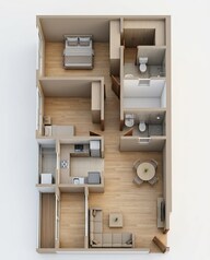 Floor plan of 2 BHK 830 Sq. Ft. Apartment in Runwal Woods, Mumbai