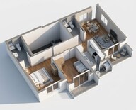 Floor plan of 2 BHK 774 Sq. Ft. Apartment in Runwal Woods, Mumbai