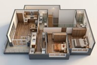 Floor plan of 2 BHK 789 Sq. Ft. Apartment in Runwal Woods, Mumbai