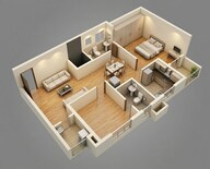 Floor plan of 2 BHK 958 Sq. Ft. Apartment in Jayaswathy Swathy Ramalakshmi Paradise, Chennai
