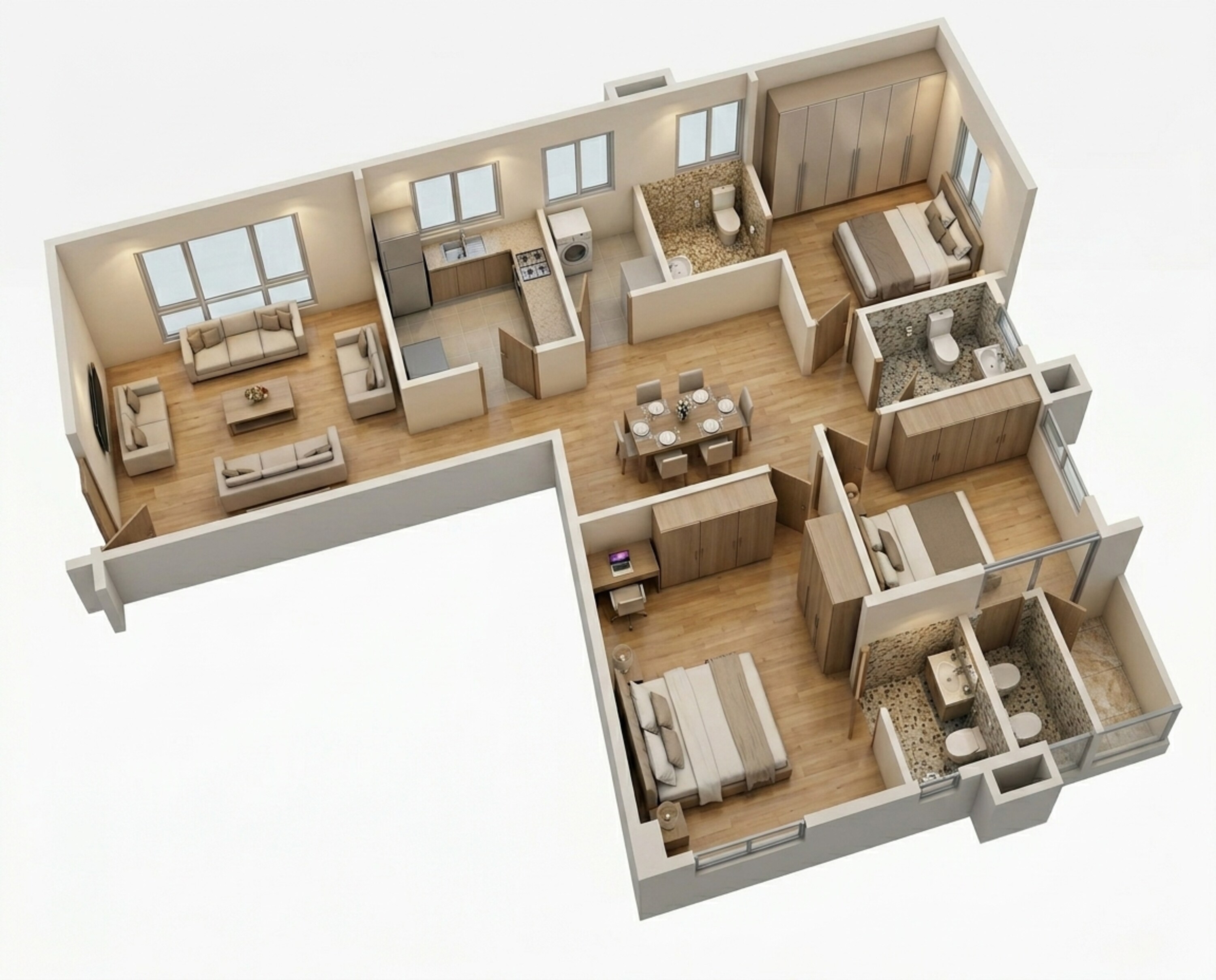 Floor plan of 3 BHK 1495 Sq. Ft. Apartment in Jayaswathy Swathy Ramalakshmi Paradise, Chennai