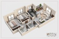 Floor plan of 2 BHK 850 Sq. Ft. Apartment in Hiranandani Vista Residences, Mumbai