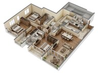 Floor plan of 3 BHK 1402 Sq. Ft. Apartment in Godrej Sky Terraces, Mumbai