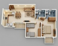 Floor plan of 2 BHK 818 Sq. Ft. Apartment in Shriram 122 West, Chennai