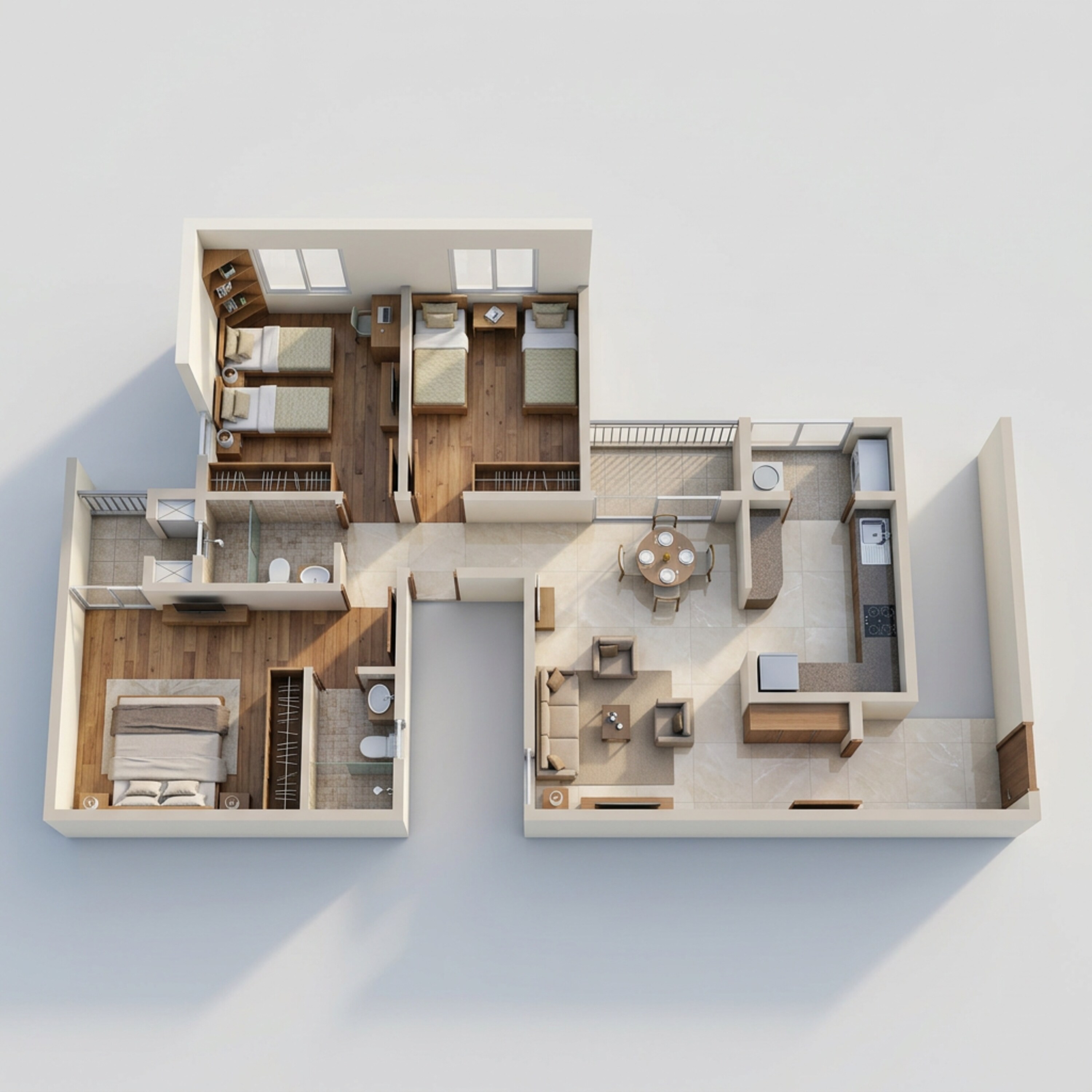 Floor plan of 3 BHK 1157 Sq. Ft. Apartment in Shriram 122 West, Chennai