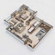 Floor plan of 3 BHK 1082 Sq. Ft. Apartment in Adani Embrace, Ahmedabad