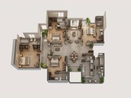 Floor plan of 3 BHK 2500 Sq. Ft. Apartment in Shalimar Sky Garden, Lucknow
