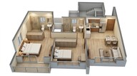Floor plan of 2 BHK 695 Sq. Ft. Apartment in Rustomjee Stella, Mumbai